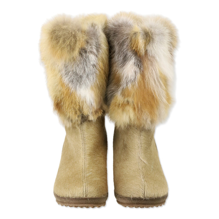 Regina Imports Tan Calf Hair Fox Fur Shaft Wedge Boot