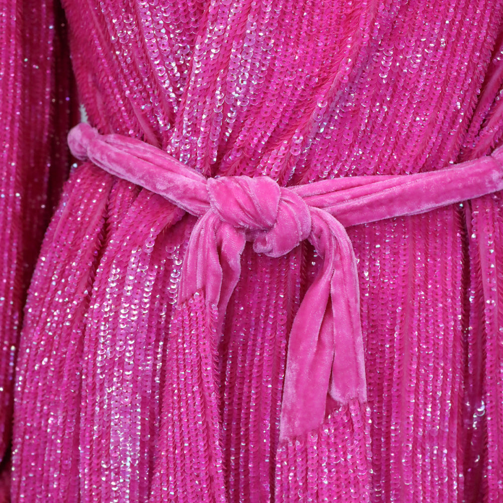 retrofete gabrielle dress pink $675 Retrofete Women's Pink Gabrielle Sequin-Embellished Wrap Dress Size XS