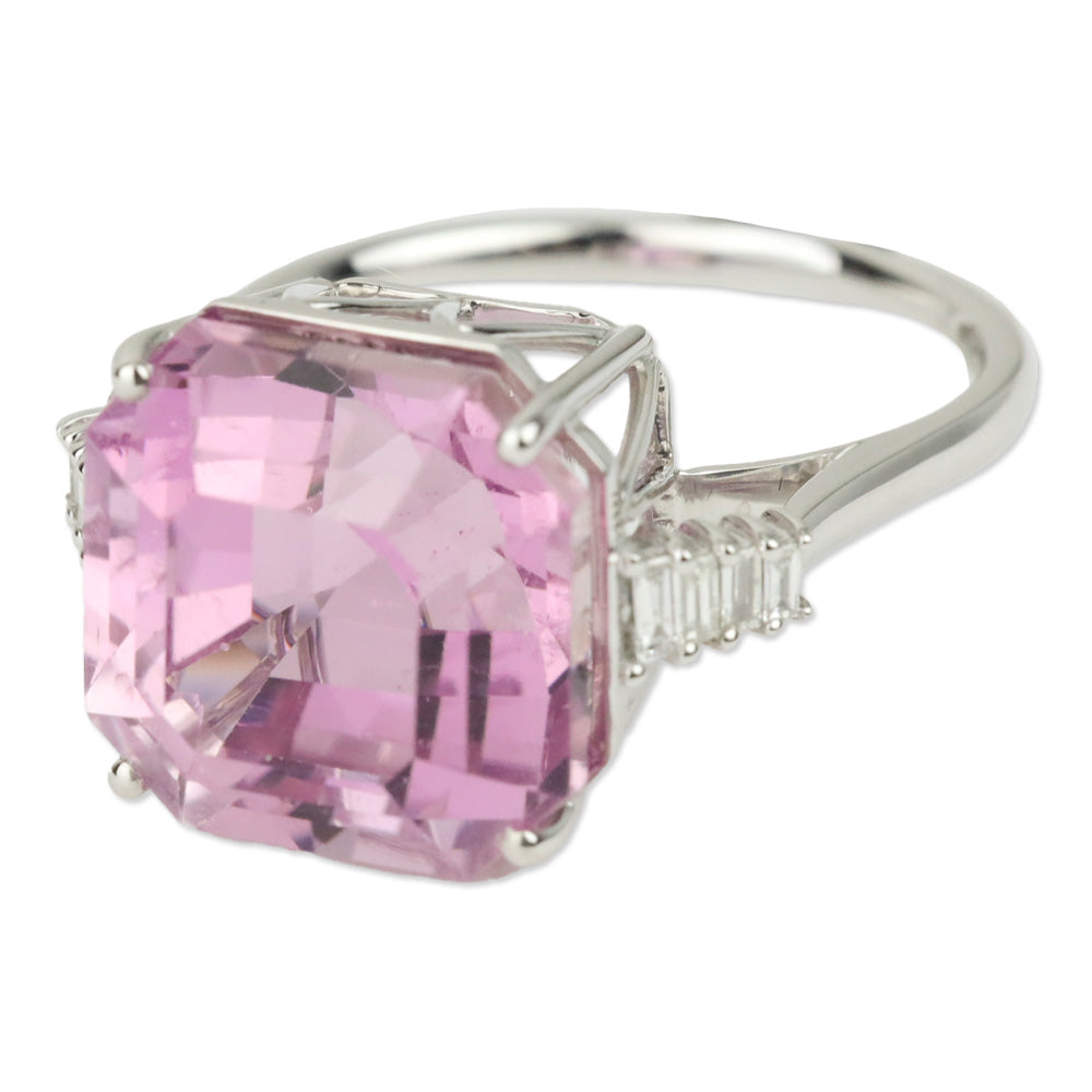 Rhapsody 950 Platinum Square Patroke Kunzite and Diamond Trim Ring