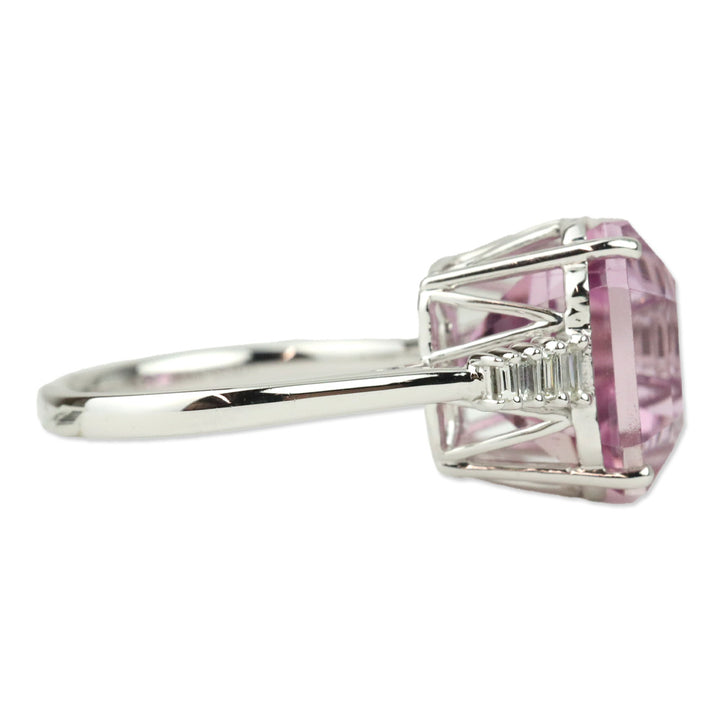 Rhapsody 950 Platinum Square Patroke Kunzite and Diamond Trim Ring