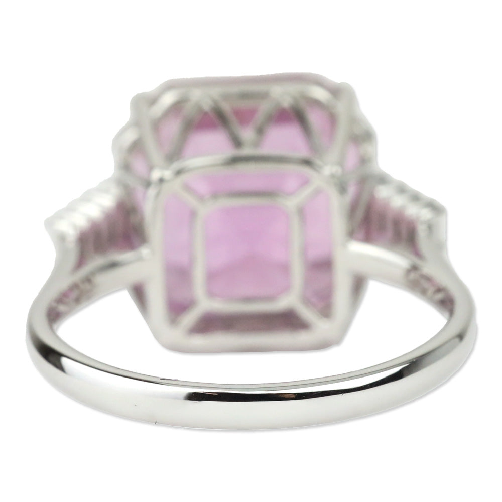 Rhapsody 950 Platinum Square Patroke Kunzite and Diamond Trim Ring