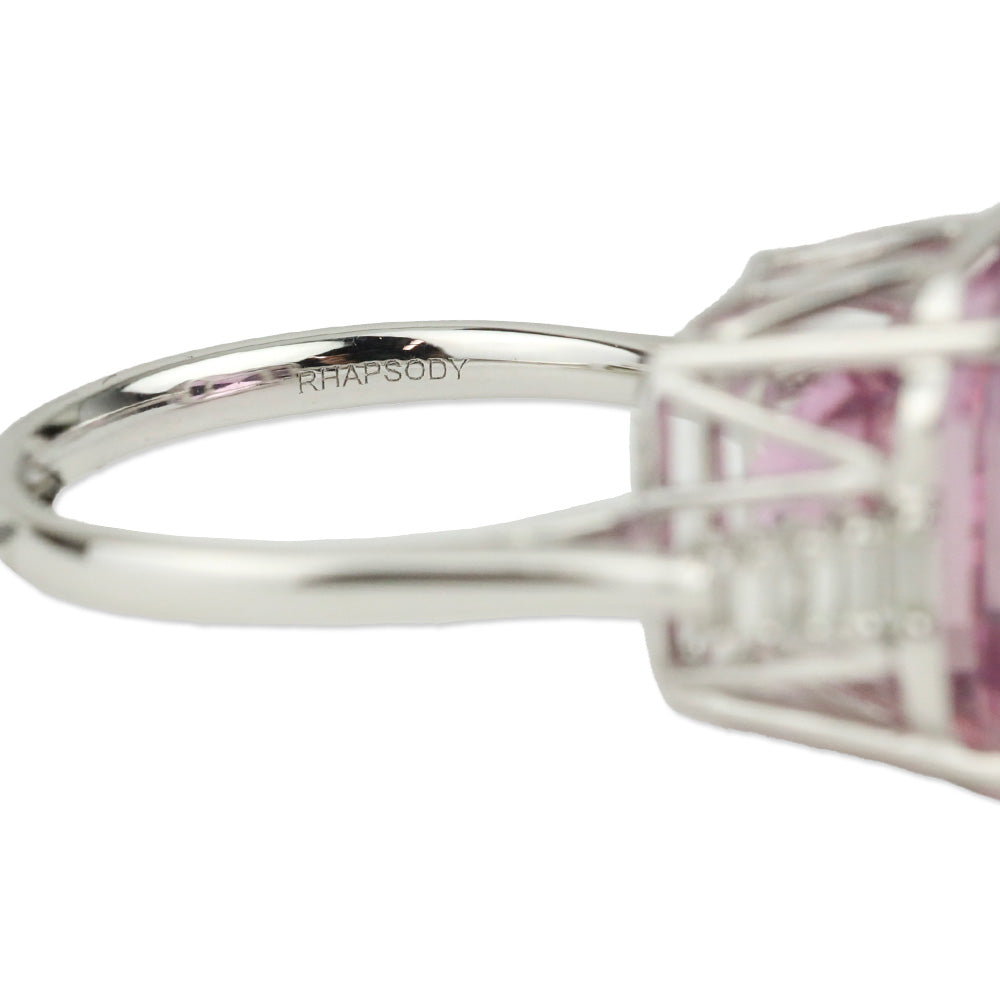 Rhapsody 950 Platinum Square Patroke Kunzite and Diamond Trim Ring