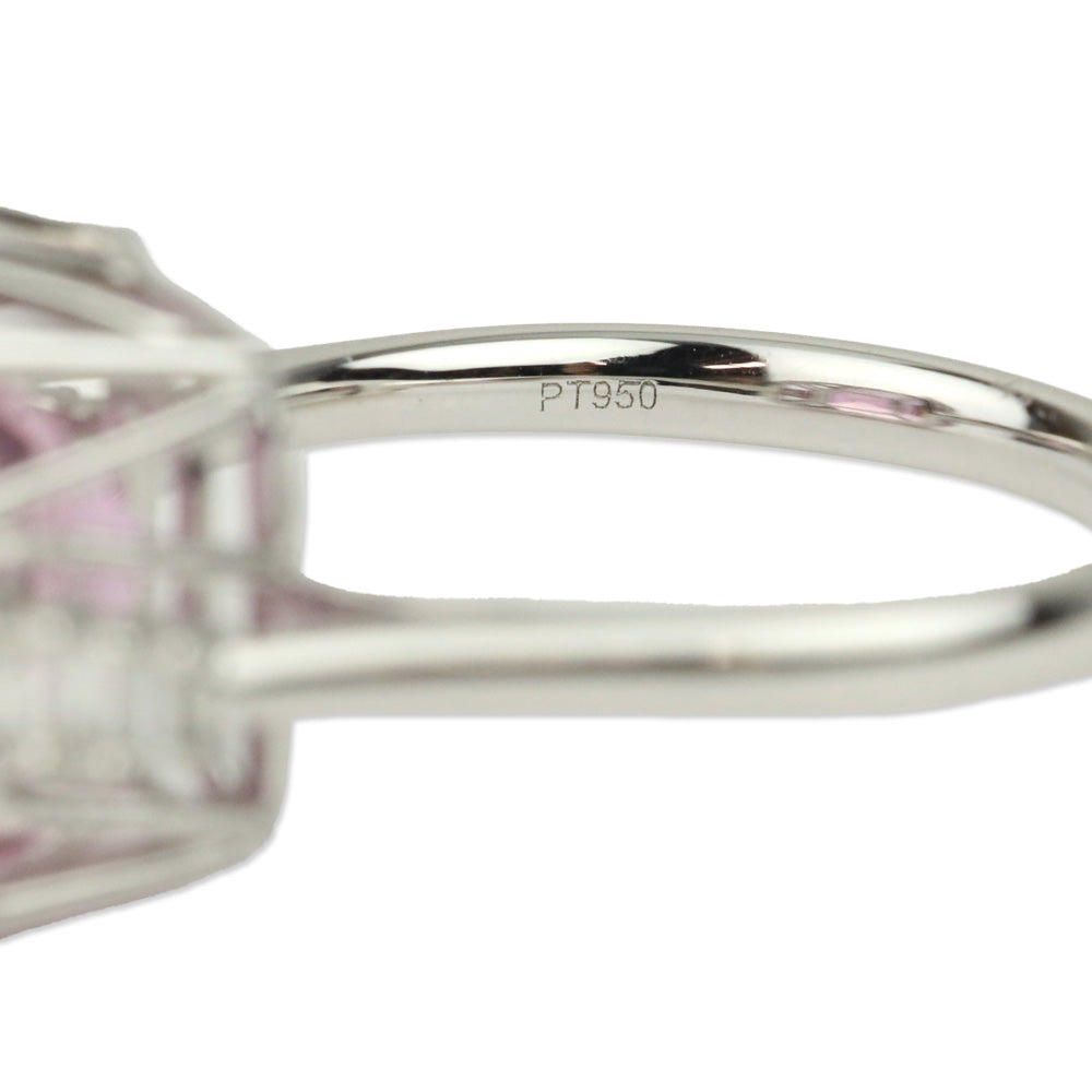 Rhapsody 950 Platinum Square Patroke Kunzite and Diamond Trim Ring