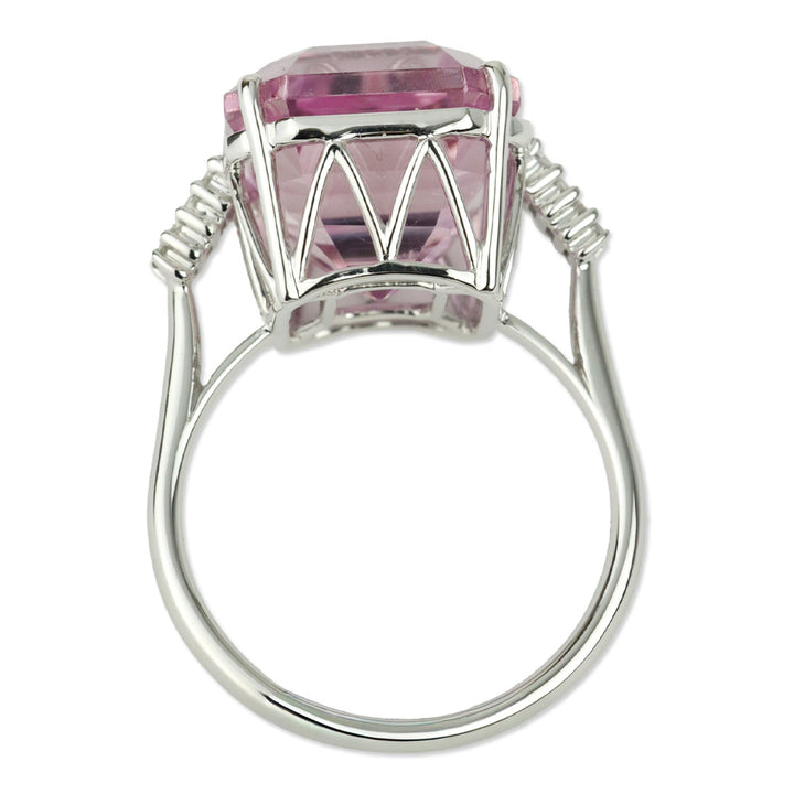 Rhapsody 950 Platinum Square Patroke Kunzite and Diamond Trim Ring