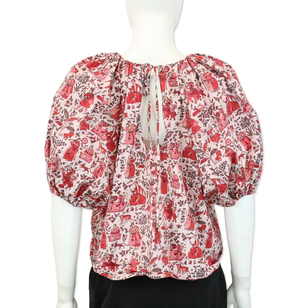 Rhode Rowan Gathered Printed Cotton-Blend Poplin Top
