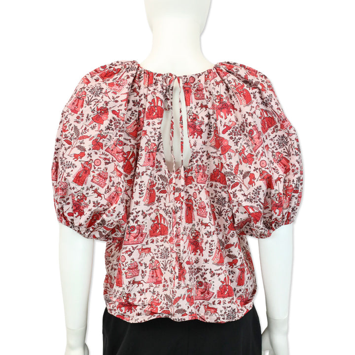 Rhode Rowan Gathered Printed Cotton-Blend Poplin Top