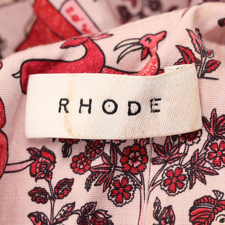 Rhode Rowan Gathered Printed Cotton-Blend Poplin Top