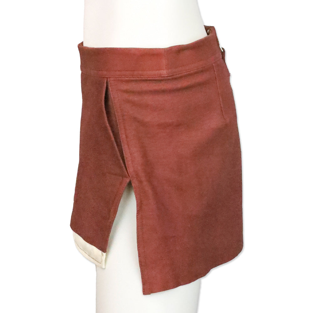 Rick Owens Rosewood Nubuck Leather Mini Skirt