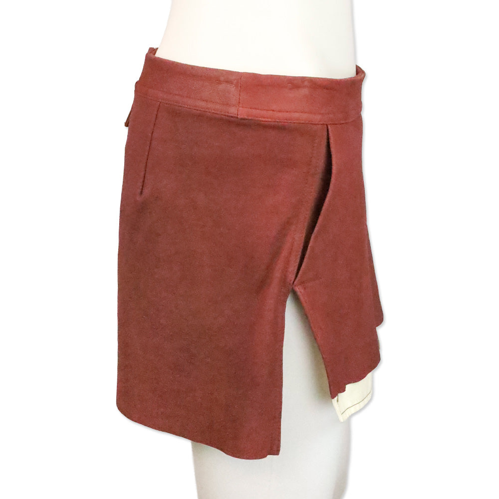 Rick Owens Rosewood Nubuck Leather Mini Skirt