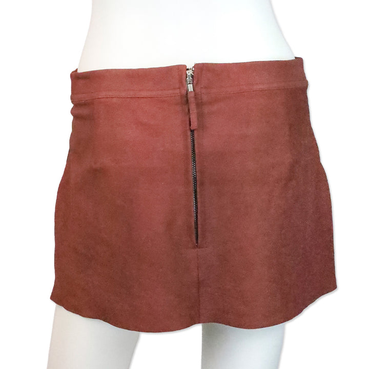 Rick Owens Rosewood Nubuck Leather Mini Skirt