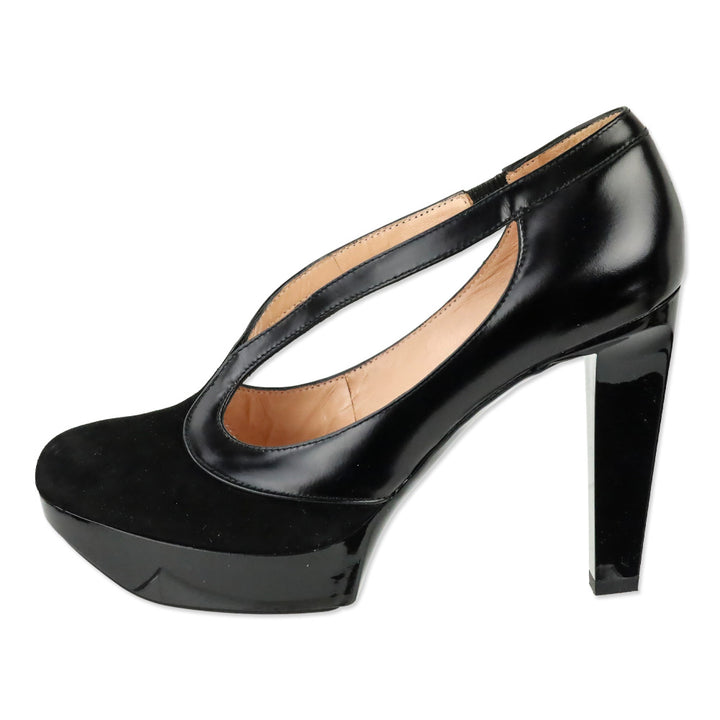 Robert Clergerie Black Suede/Patent Leather Toril Platform Sandal