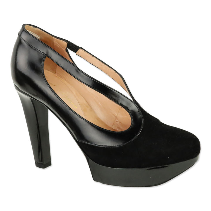 Robert Clergerie Black Suede/Patent Leather Toril Platform Sandal