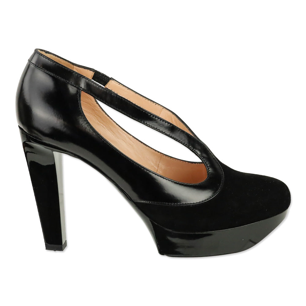 Robert Clergerie Black Suede/Patent Leather Toril Platform Sandal