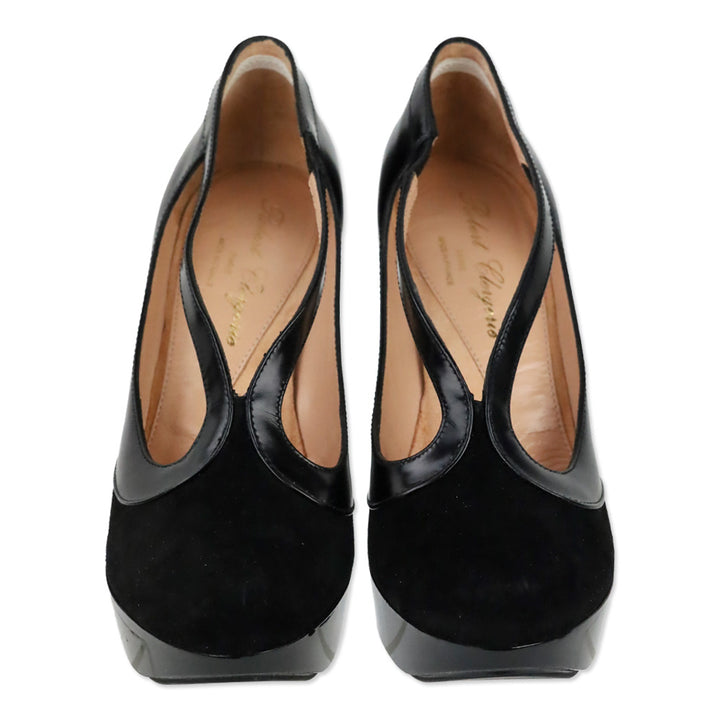Robert Clergerie Black Suede/Patent Leather Toril Platform Sandal
