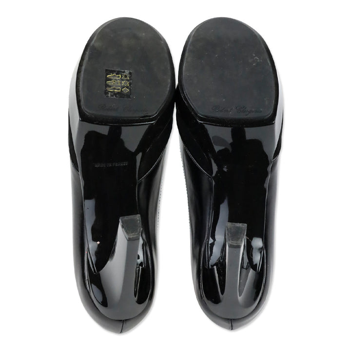 Robert Clergerie Black Suede/Patent Leather Toril Platform Sandal