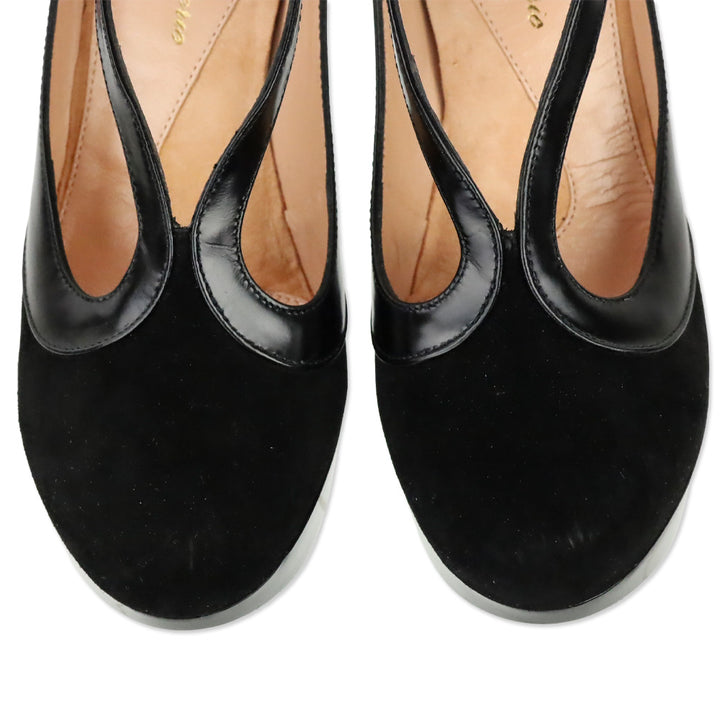 Robert Clergerie Black Suede/Patent Leather Toril Platform Sandal