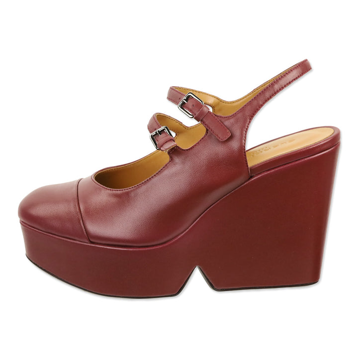 Robert Clergerie Garnet Leather Bonita Wedge Platform Sandals