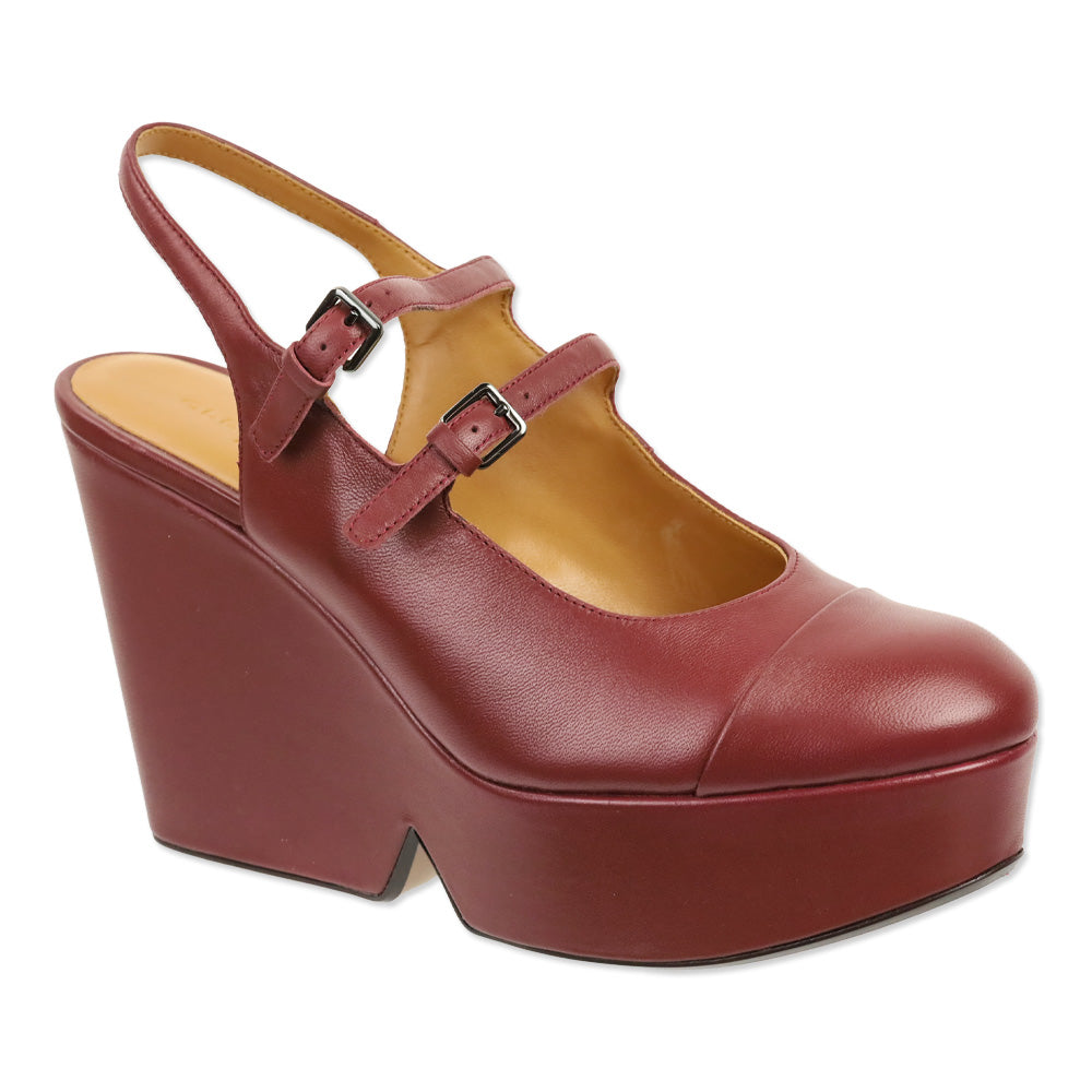 Robert Clergerie Garnet Leather Bonita Wedge Platform Sandals