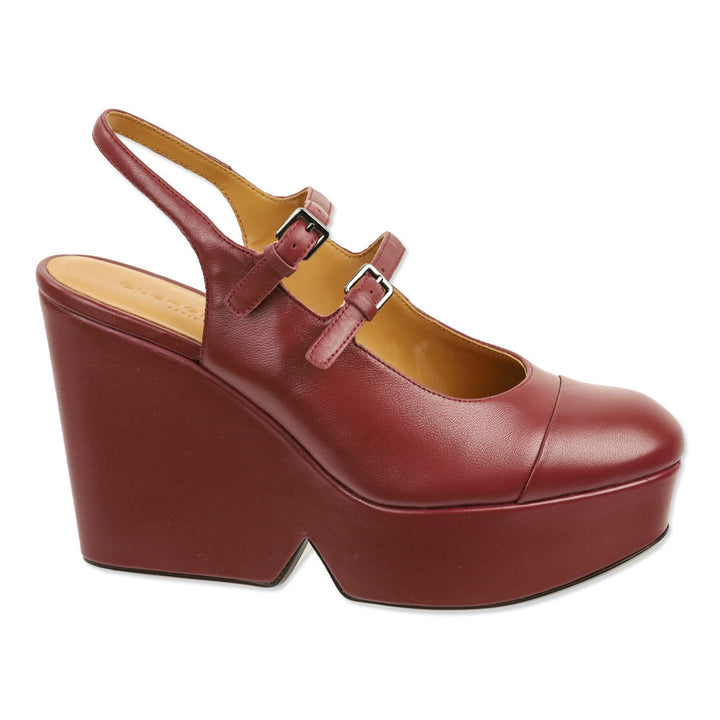 Robert Clergerie Garnet Leather Bonita Wedge Platform Sandals
