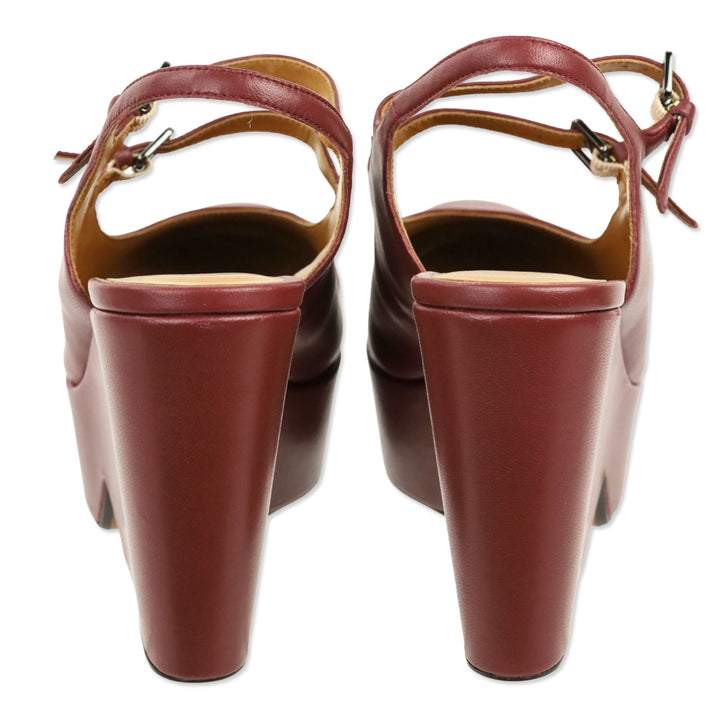 Robert Clergerie Garnet Leather Bonita Wedge Platform Sandals