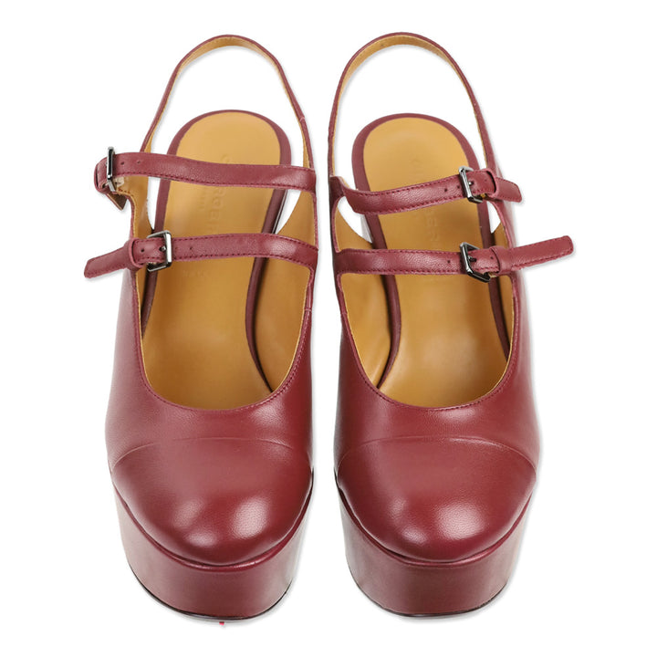 Robert Clergerie Garnet Leather Bonita Wedge Platform Sandals