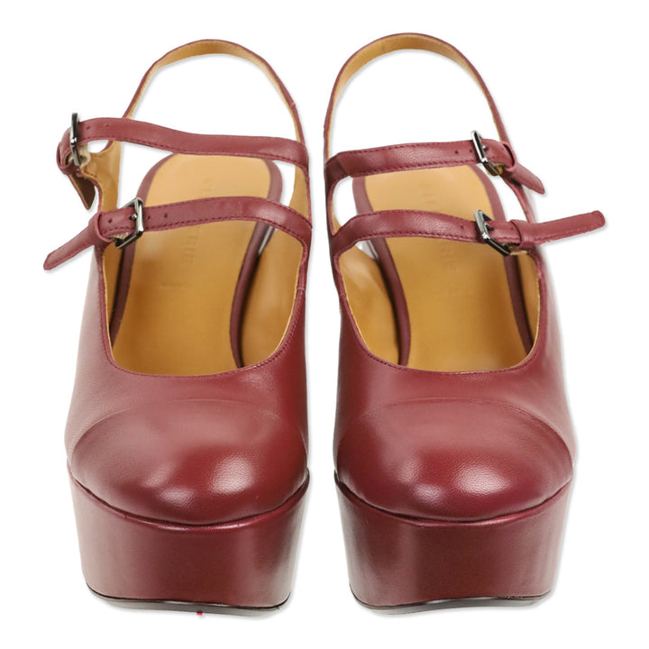 Robert Clergerie Garnet Leather Bonita Wedge Platform Sandals