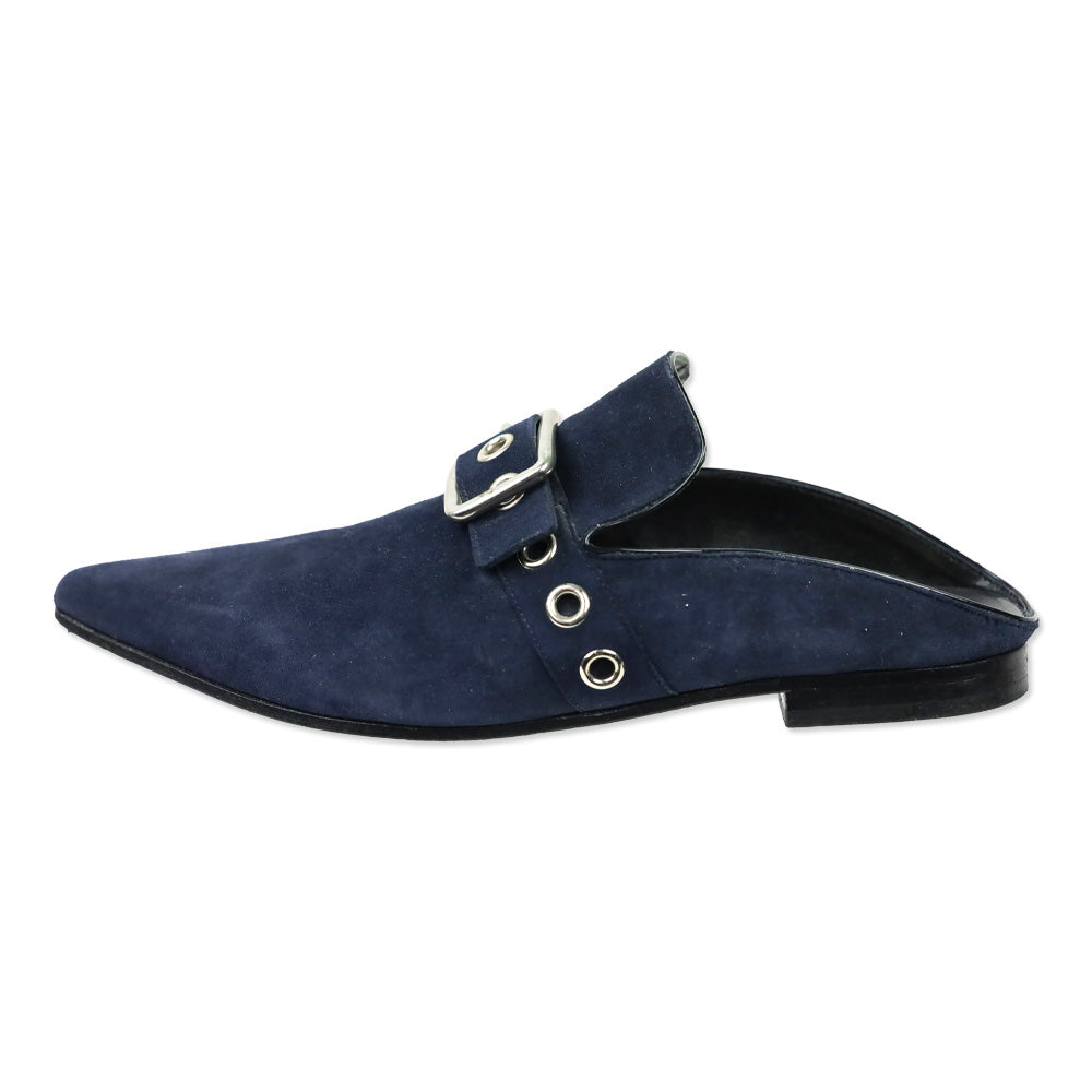 Robert Clergerie X Self Portrait Blue Suede Lopal Mules