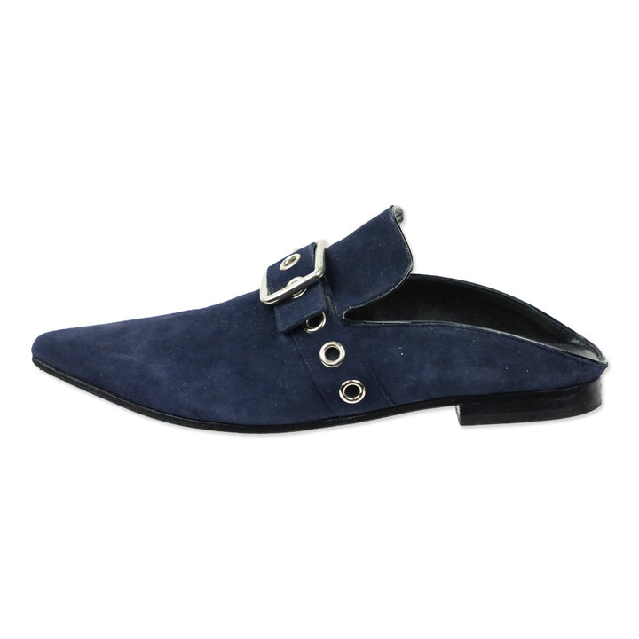 Robert Clergerie X Self Portrait Blue Suede Lopal Mules