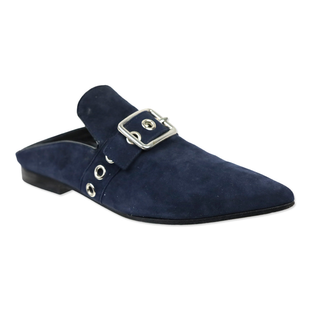 Robert Clergerie X Self Portrait Blue Suede Lopal Mules