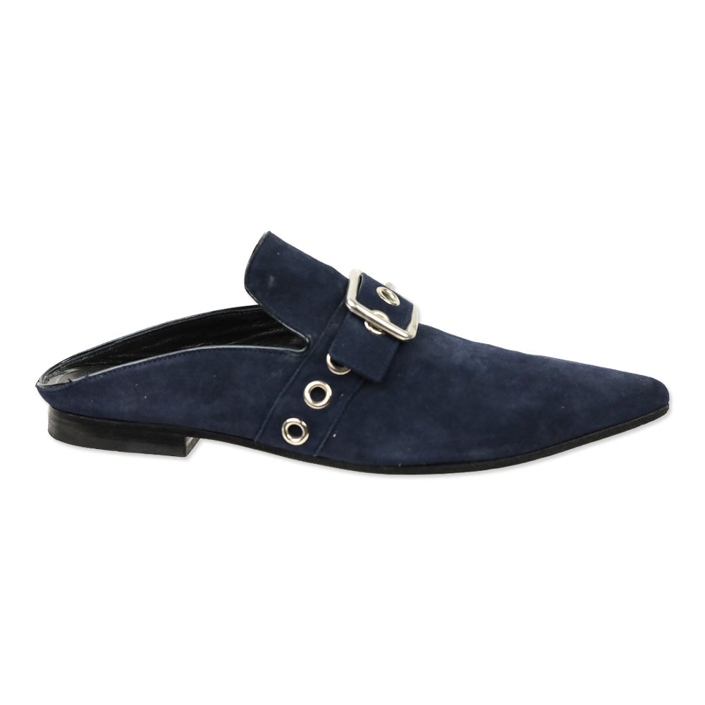Robert Clergerie X Self Portrait Blue Suede Lopal Mules