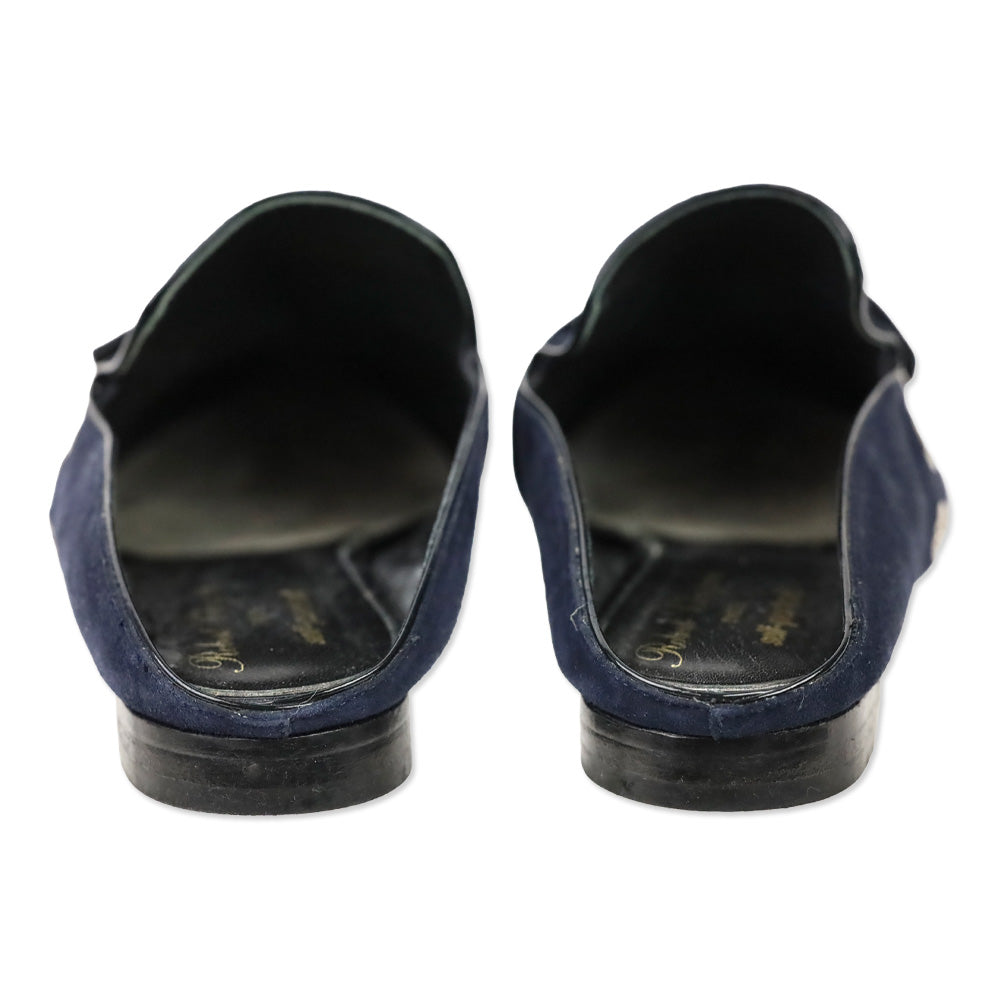 Robert Clergerie X Self Portrait Blue Suede Lopal Mules