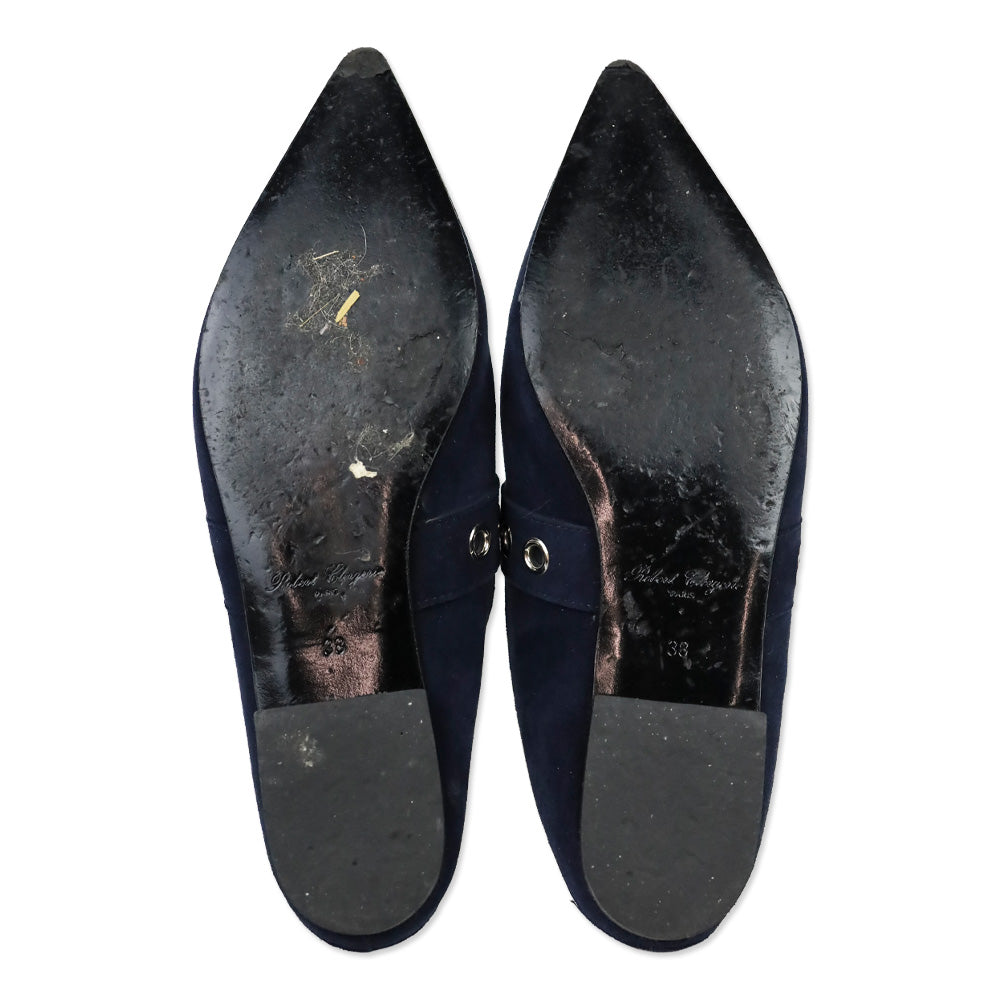 Robert Clergerie X Self Portrait Blue Suede Lopal Mules