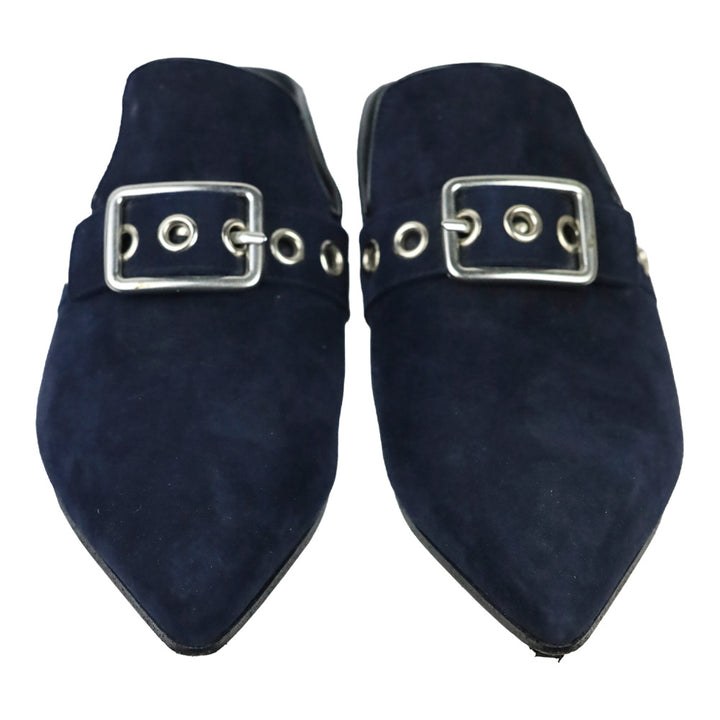 Robert Clergerie X Self Portrait Blue Suede Lopal Mules