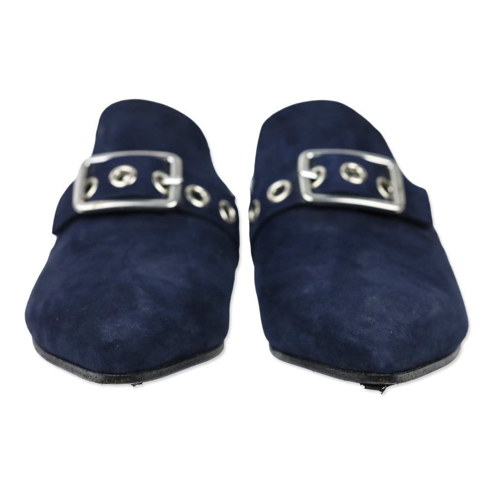 Robert Clergerie X Self Portrait Blue Suede Lopal Mules