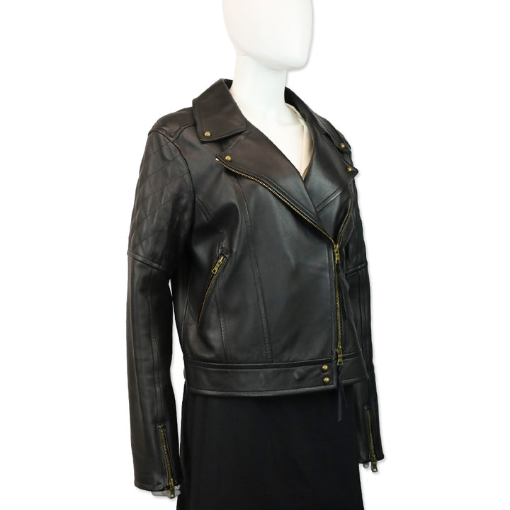 Robert Graham Black Leather Moto Jacket