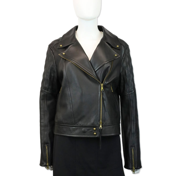 Robert Graham Black Leather Moto Jacket