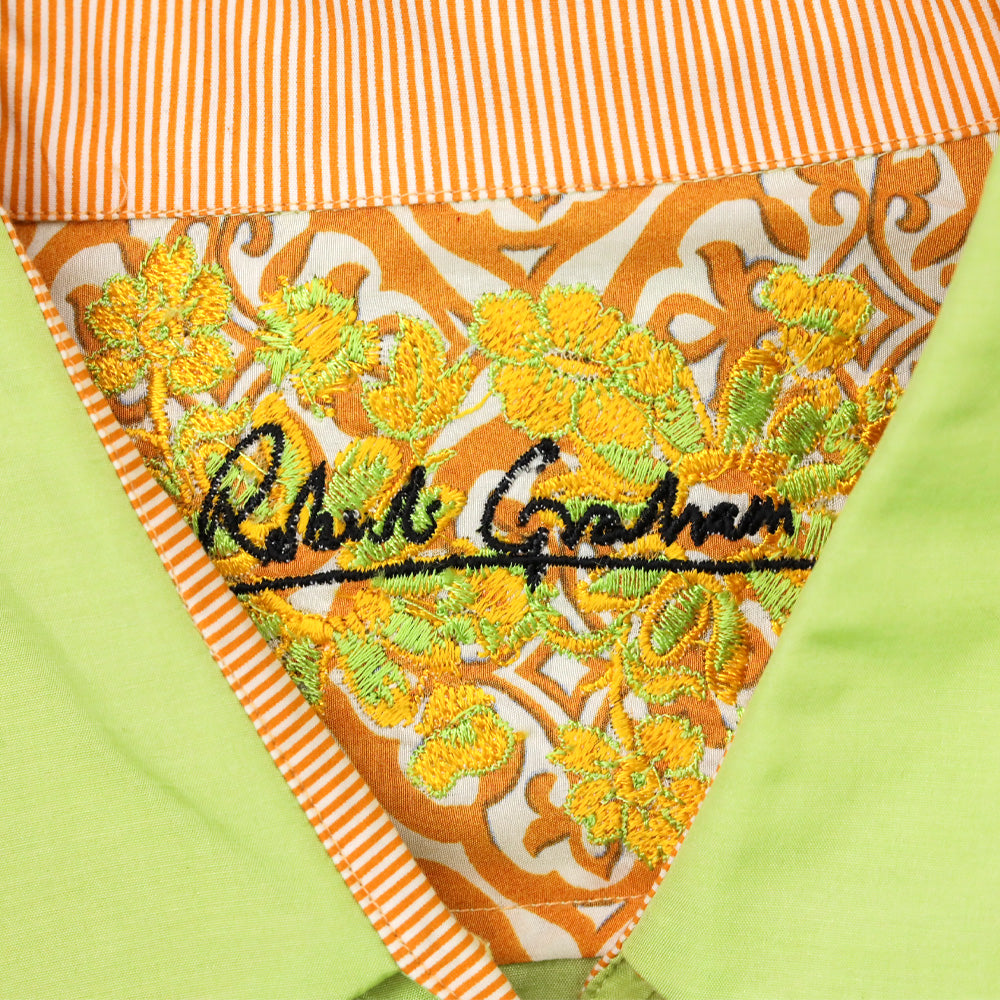 Robert Graham Green Floral Paisley Print Silk/Cotton Button-Up Blouse