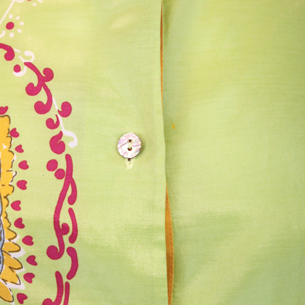 Robert Graham Green Floral Paisley Print Silk/Cotton Button-Up Blouse