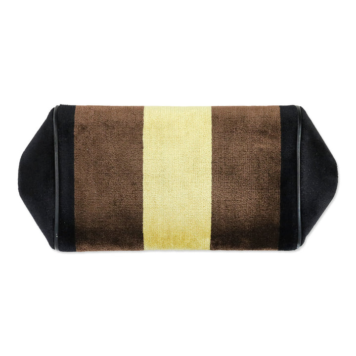 Roberta Di Camerino Brown/Yellow Stripe Velvet Bagonghi Handbag