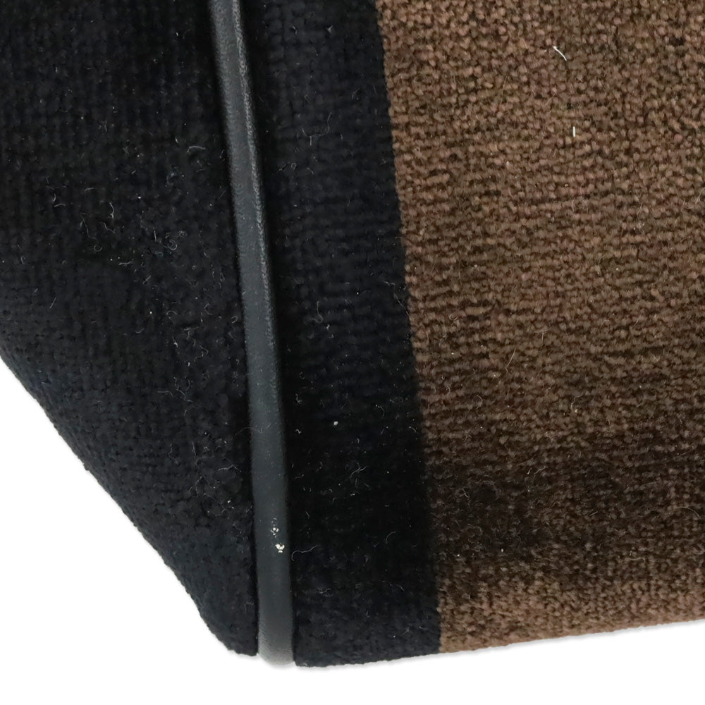 Roberta Di Camerino Brown/Yellow Stripe Velvet Bagonghi Handbag