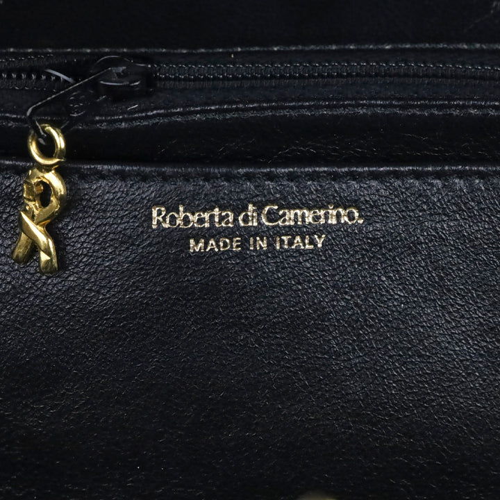 Roberta Di Camerino Brown/Yellow Stripe Velvet Bagonghi Handbag