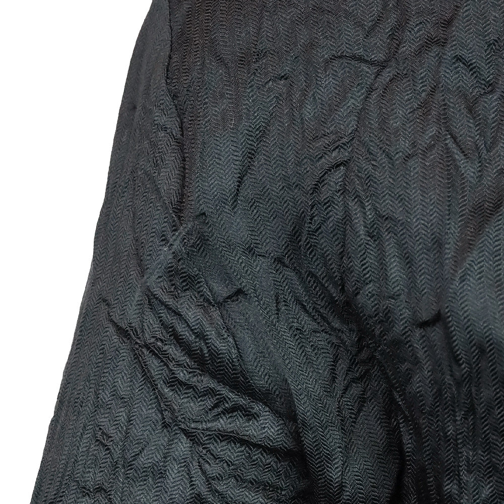 Roberto Cavalli Black Chevron Crinkle Silk Blouse with Snake Chain Wrap Necklace