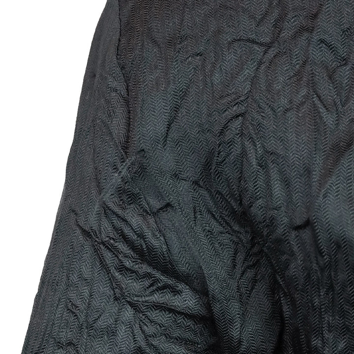 Roberto Cavalli Black Chevron Crinkle Silk Blouse with Snake Chain Wrap Necklace