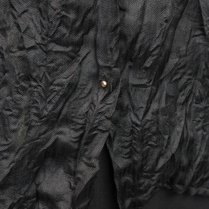 Roberto Cavalli Black Chevron Crinkle Silk Blouse with Snake Chain Wrap Necklace