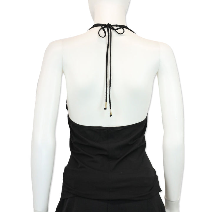 Roberto Cavalli Black Cowl Neck Halter Top