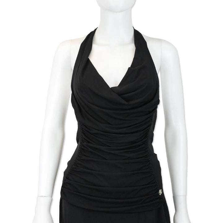 Roberto Cavalli Black Cowl Neck Halter Top