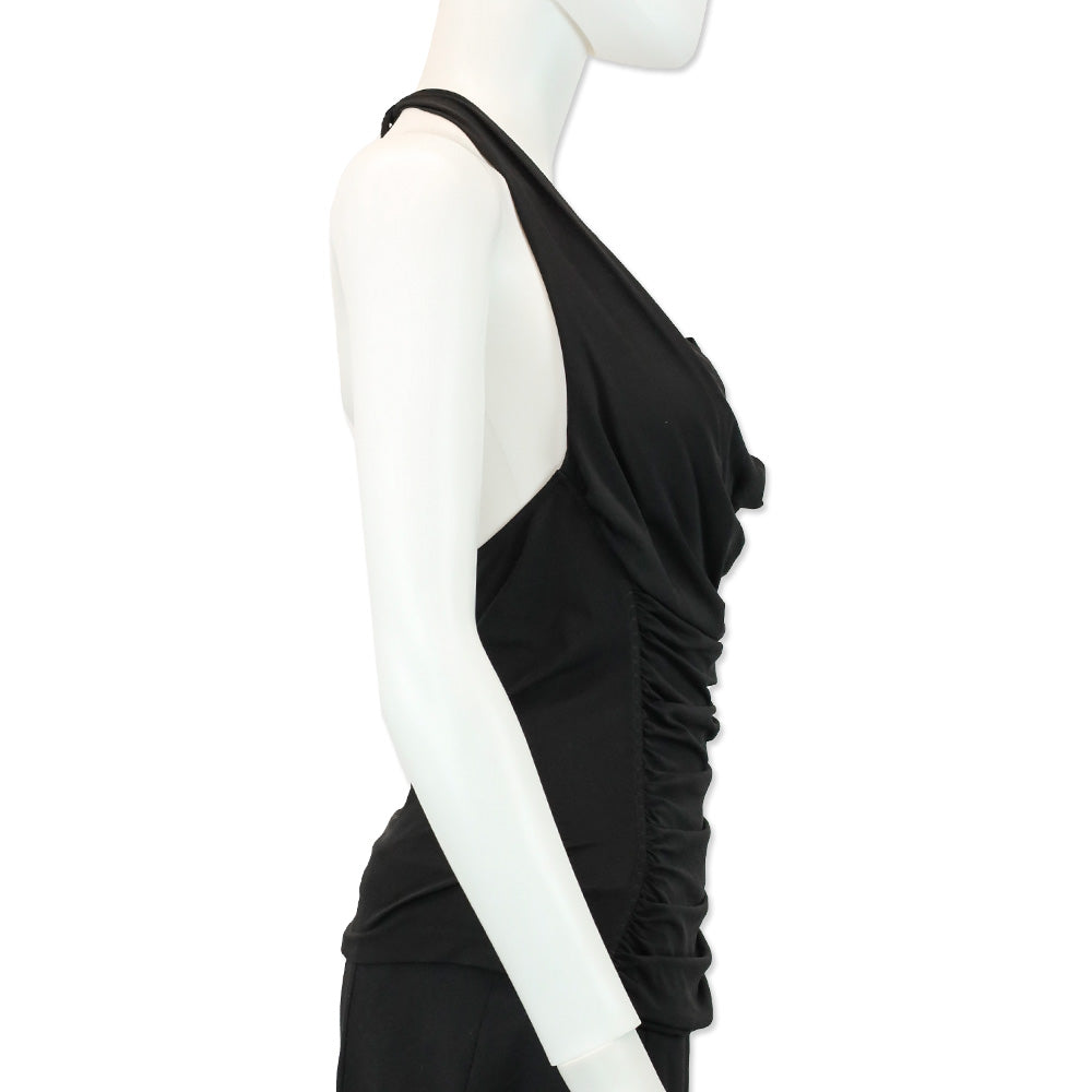 Roberto Cavalli Black Cowl Neck Halter Top