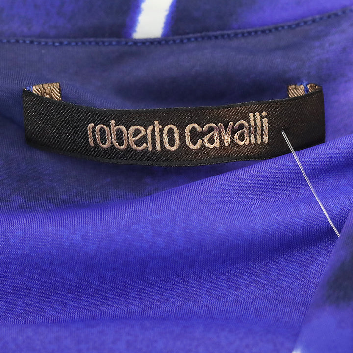 Roberto Cavalli Blue/Water Water Print Sleeveless V-Neck Top