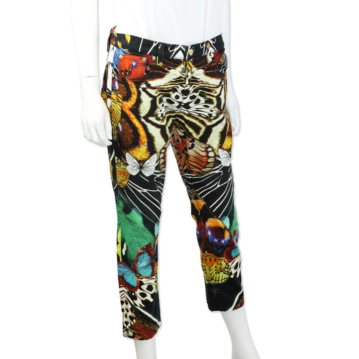 Roberto Cavalli Butterfly Print Skinny Pants