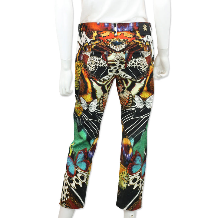 Roberto Cavalli Butterfly Print Skinny Pants